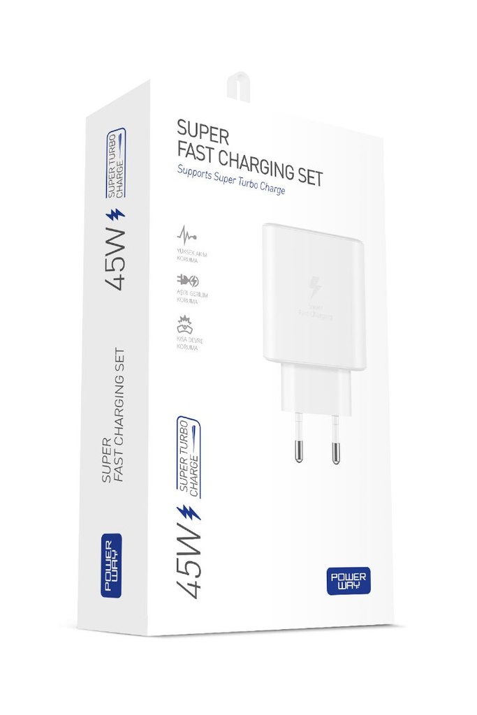 [S45] Powerway PD 45W TYPE-C QC 3.0 Süper Hızlı Şarj Aleti S45 Adaptör