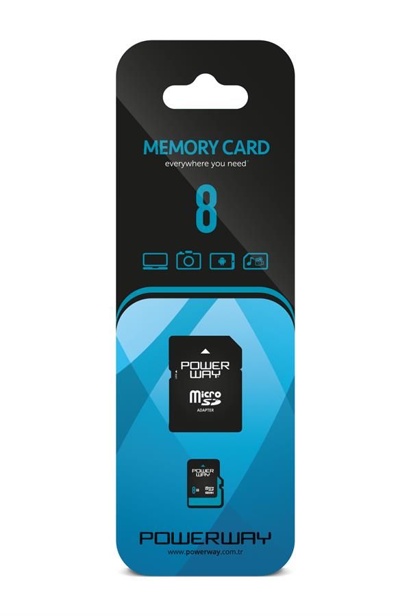 [8 GB MICRO] Powerway 8 GB Micro SD Hafıza Kartı Class 10 Adaptör Dahil