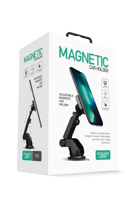 [TT37] Powerway TT37 Araç İçi Mıknatıslı Telefon Tutucu Torpido ve Cam Uyumlu Çok Açılı