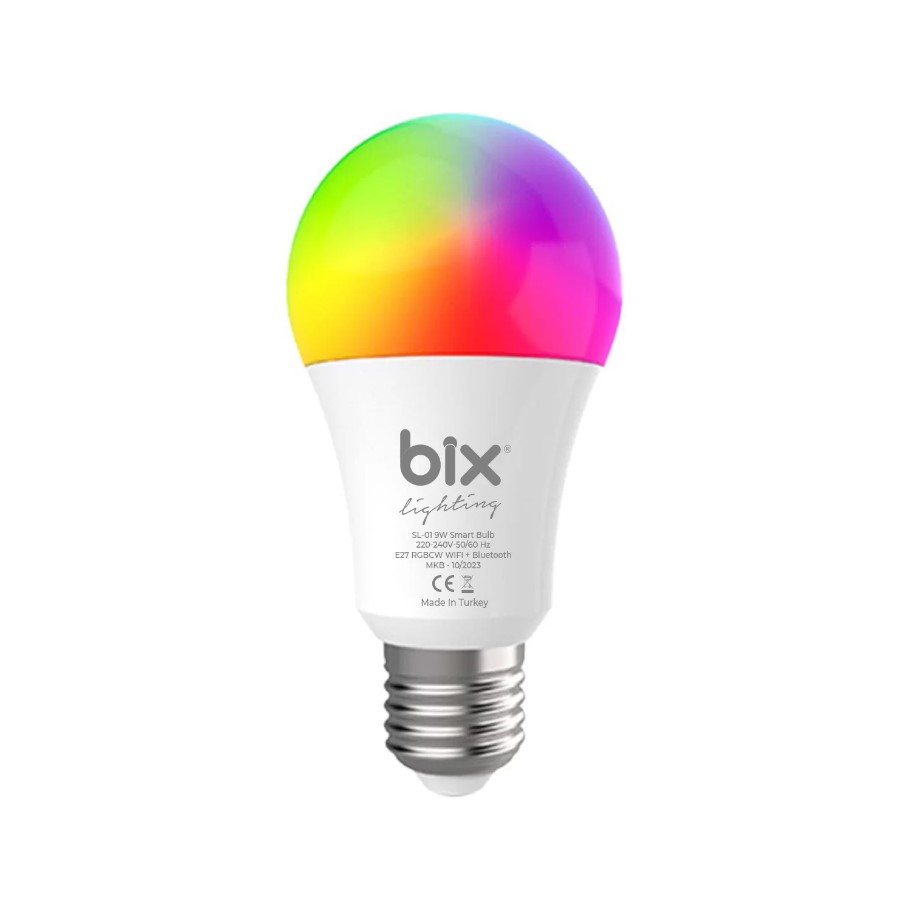 [Delivery_007] Bix SL-01 Aura 9W Çok Renkli RGB WiFi-Bluetooth Uzaktan Kontrollü Akıllı Ampul
