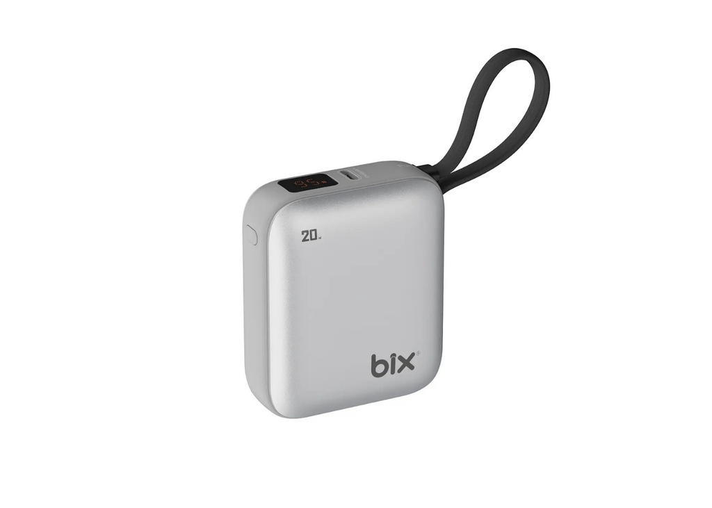 [Delivery_007] Bix PB119 10000mAh PD 20W Hızlı Şarj Cihazı Dijital Göstergeli Mini Powerbank - Gümüş