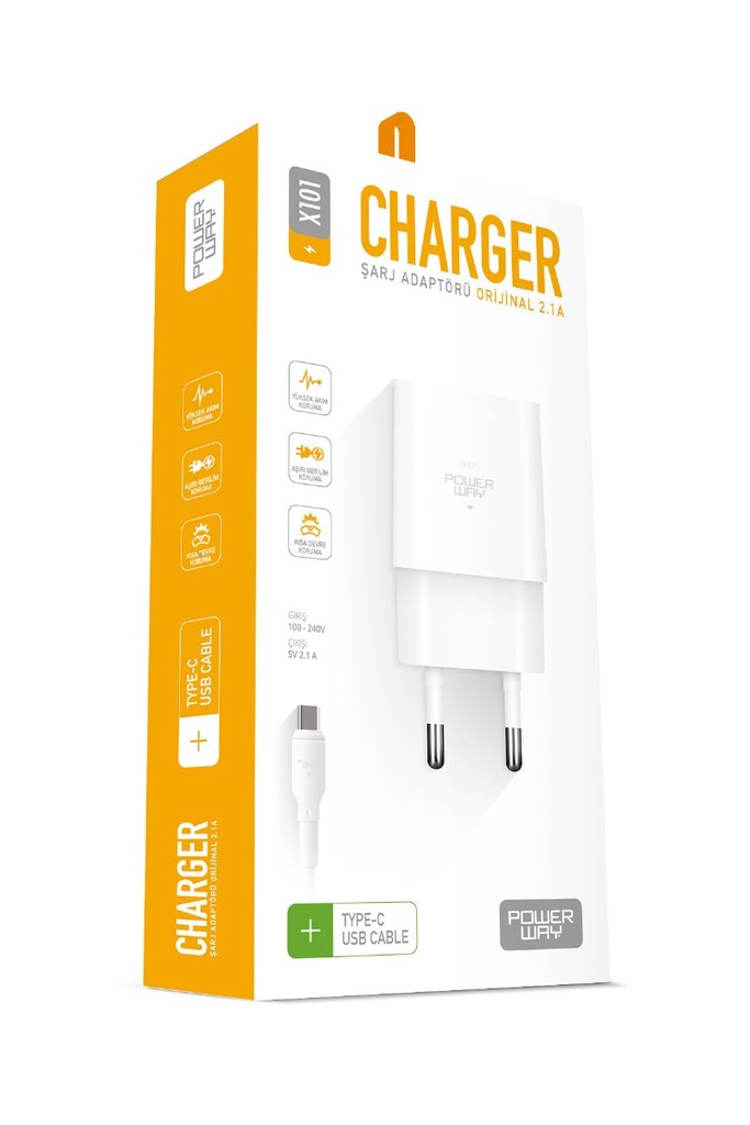 [X101] Powerway X101 TYPE-C 2100mAh Şarj Seti