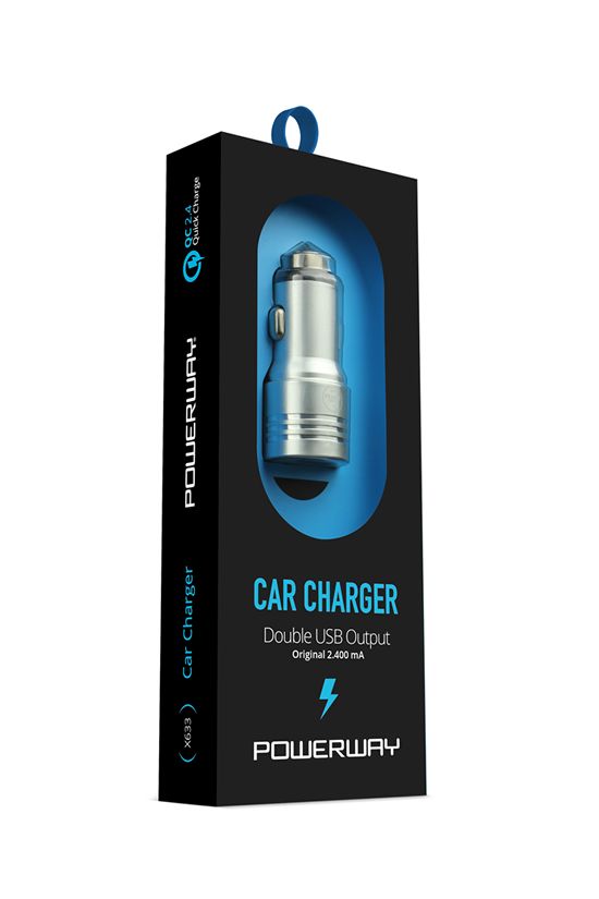 [X633] Powerway X633 3400mAh Çift Girişli Metal Araç Şarjı