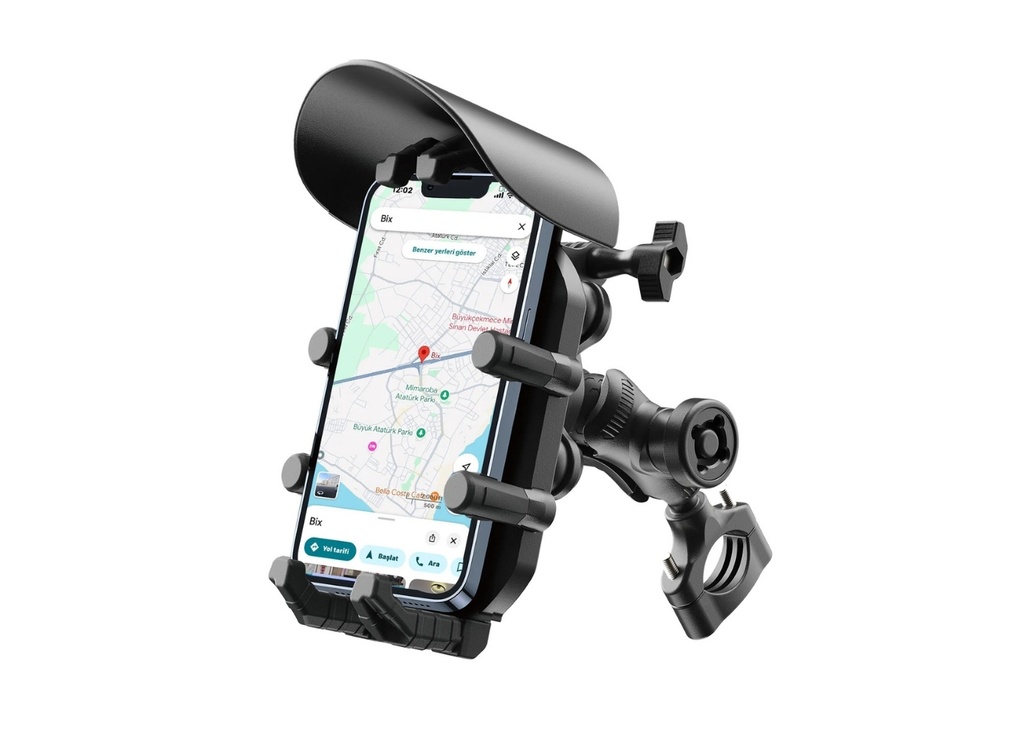 [Delivery_007] Bix BPH05 Güneş ve Yağmur Korumalı Gidon Bağlantılı 360° Derece Ayarlanabilir Güneşlikli Motosiklet Bisiklet Telefon Tut