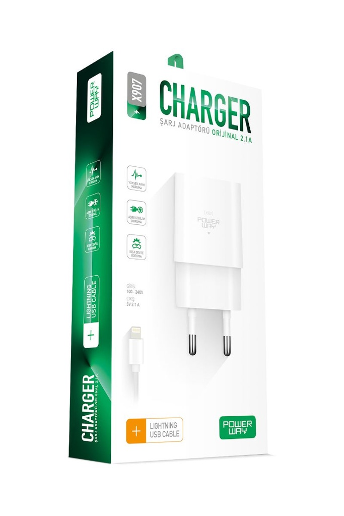 [X907] Powerway X907 iPhone 2100mAh Hızlı Şarj Seti