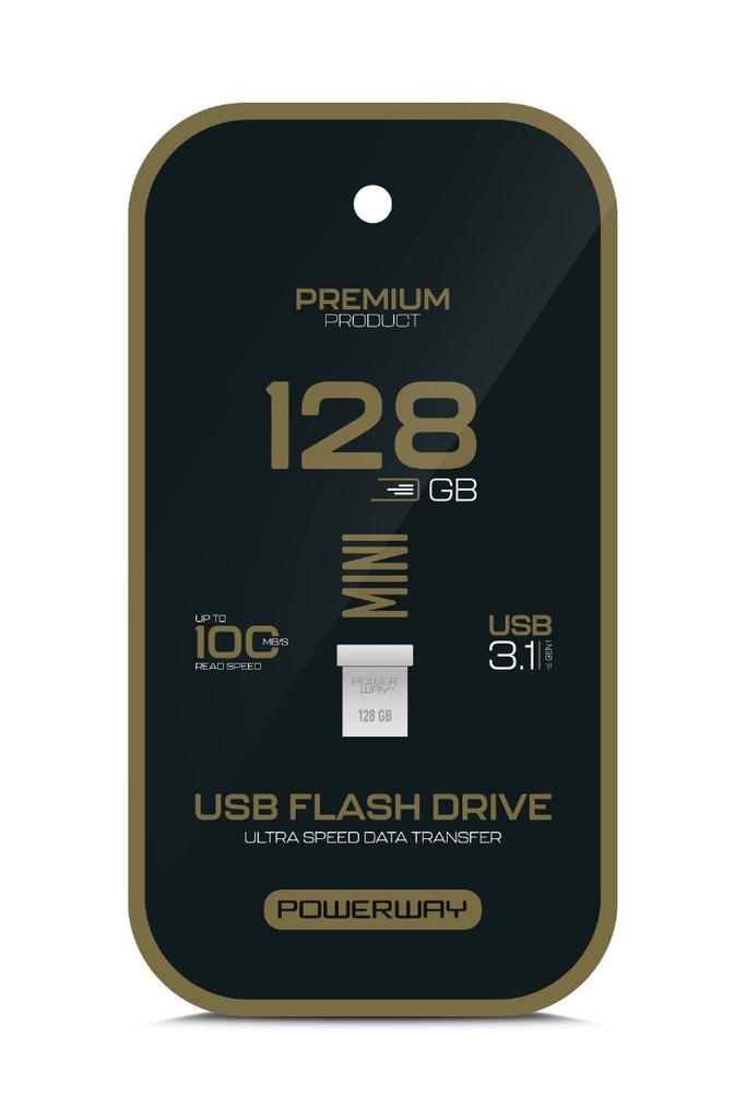 [128 GB MİNİ USB] Powerway 128 GB Metal Mini Usb Flash Bellek Usb 3.0 Yüksek Hızlı