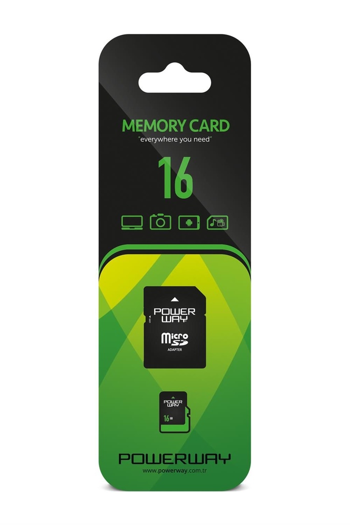 [16 GB MICRO] Powerway 16 GB Micro SD Hafıza Kartı Class 10 Adaptör Dahil
