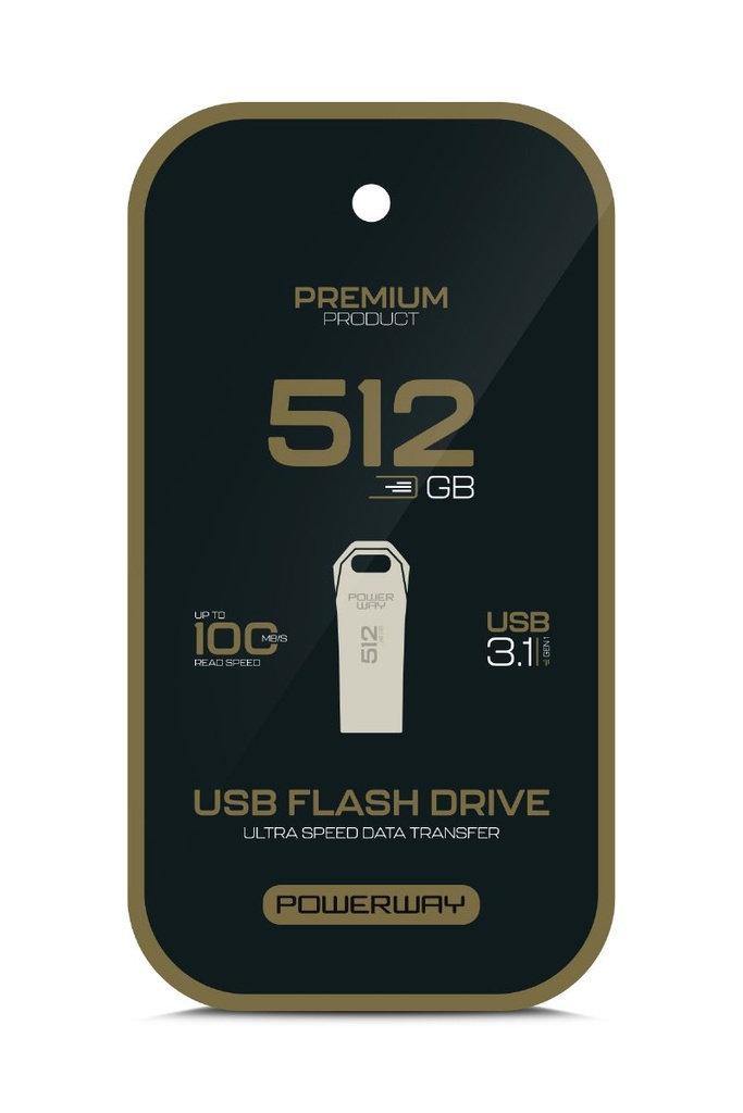 [512 GB PRM USB] Powerway Premium 512 GB USB 3.1 Metal Gövde Ultra Hızlı Flash Bellek Data Traveler