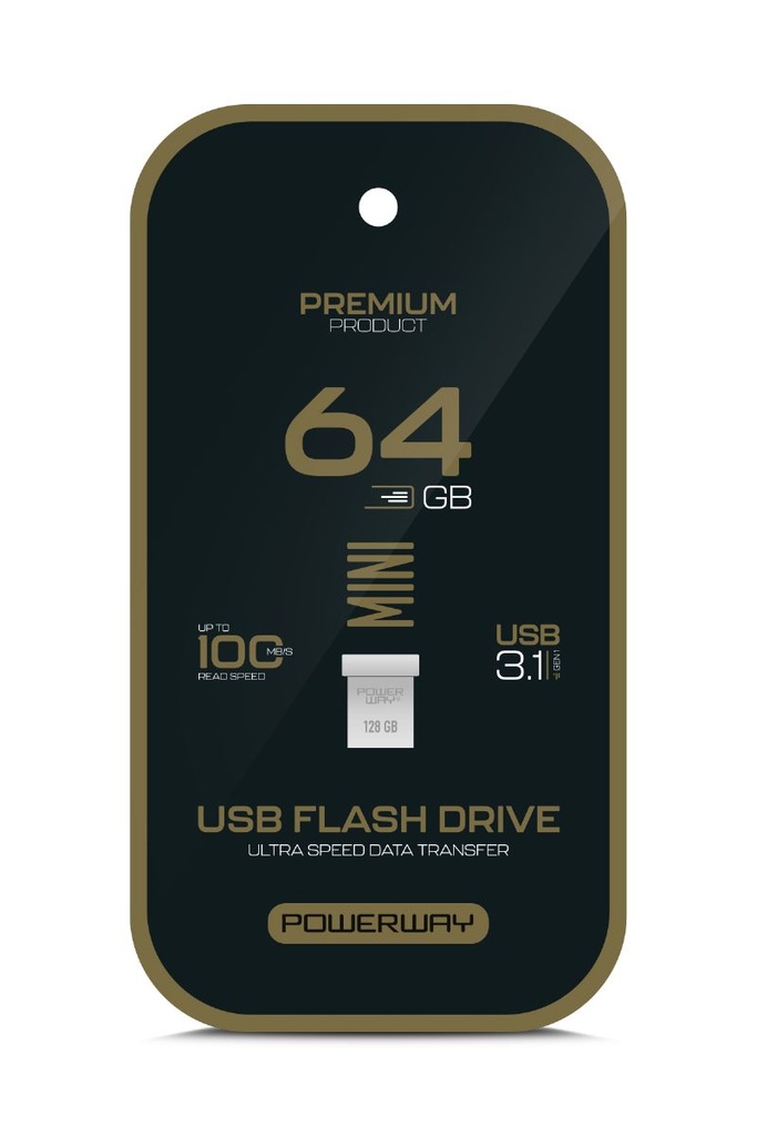 [64 GB MİNİ USB] Powerway 64 GB Metal Mini Usb Flash Bellek Usb 3.0 Yüksek Hızlı