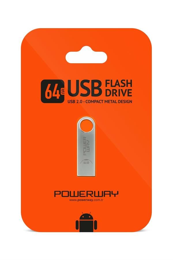 [64 USB] Powerway 64 GB Metal Usb Flash Bellek Usb 2.0 Data Traveler