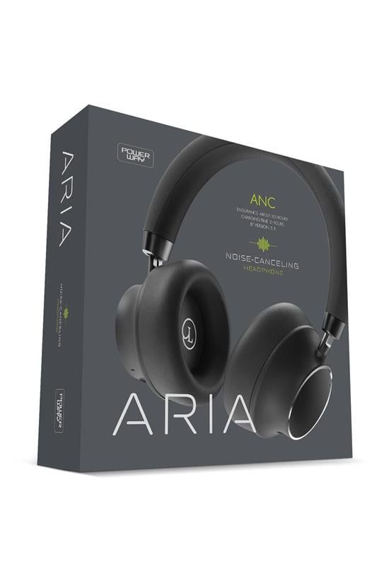[ARIA] Powerway Aria Kulak Üstü Bluetooth Kulaklık Kablosuz Ayarlanabilir Aktif Gürültü Önleyici (GÜMÜŞ)