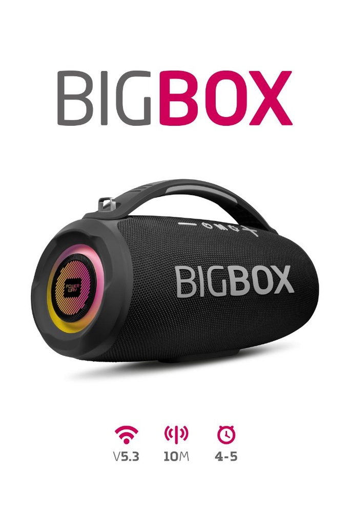 [BIGBOX] Powerway Bigbox 40W Güç Çift Bass Usb Hafıza Kartı Aux Fm Led Işıklı Bluetooth Hoparlör Hi-Fi