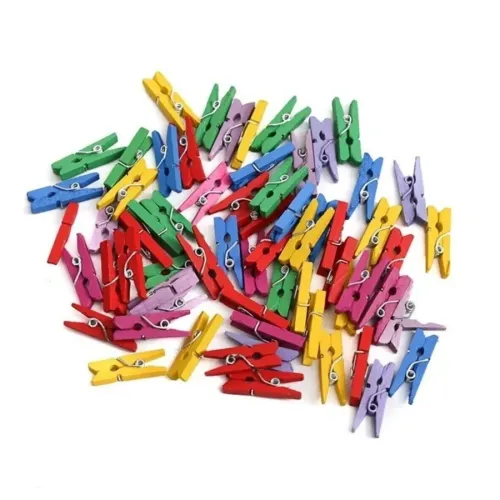 100lü Renkli Ahşap Mandal Seti 2.5 cm