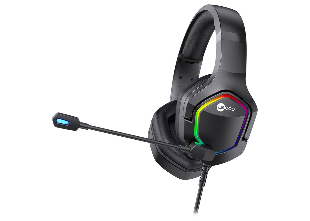 [37598] Lecoo HT403 USB Kulak Üstü RGB LED Aydınlatmalı Siyah Kablolu Gaming Kulaklık