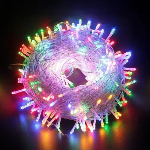 10m 100 Led Boncuk Lamba RGB Işık Şeffaf Kablo