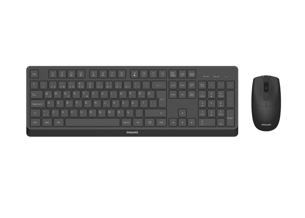 [40847] Philips SPT6368B Kablosuz Türkçe Q Klavye   Mouse Set Siyah