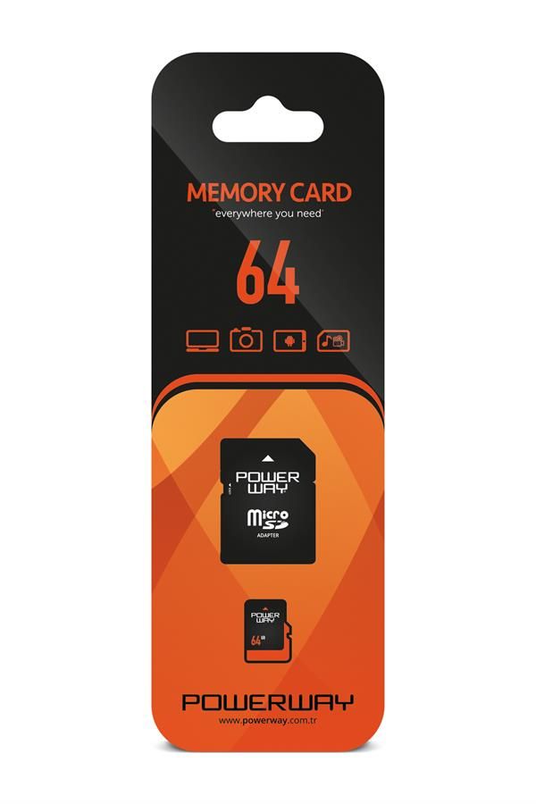 [PROPODS3] Powerway 64 GB Micro SD Hafıza Kartı Class 10 Adaptör Dahil (8699931330861)