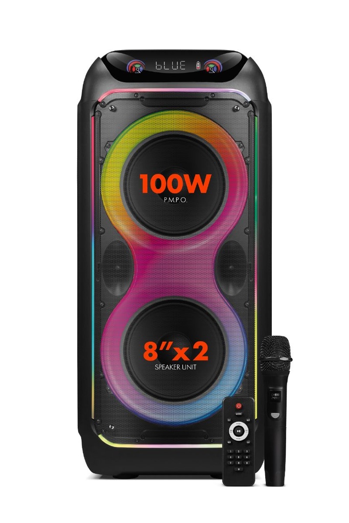 [CIO] Powerway CIO 100W Hoparlör Gitar Saz Girişli Karaoke Parti Ses Sistemi 80 CM Dijital Ekran +Bass Pro