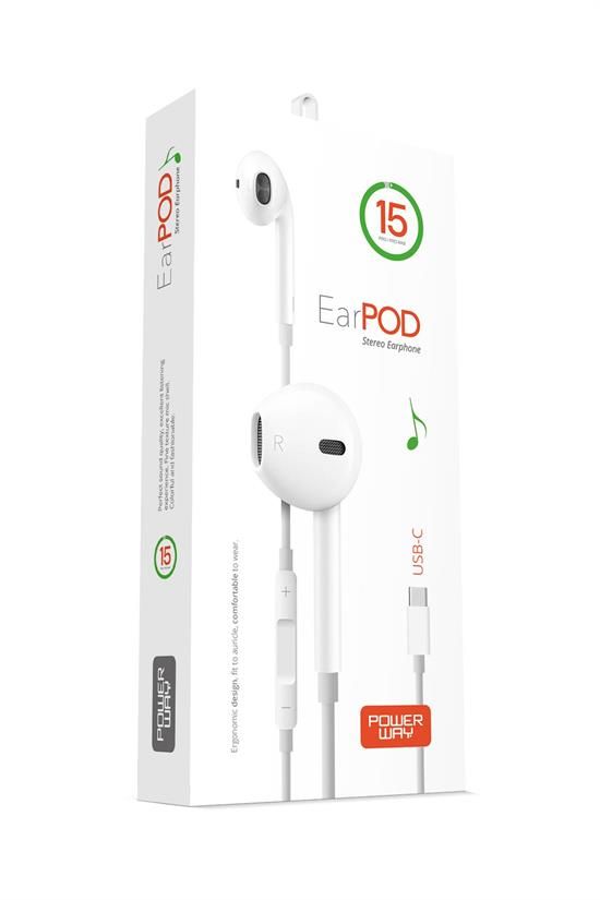 [EARPOD] Powerway EardPod iPhone 15 TYPE-C Kulaklık USB-C Tüm Cihazlar İle Uyumlu