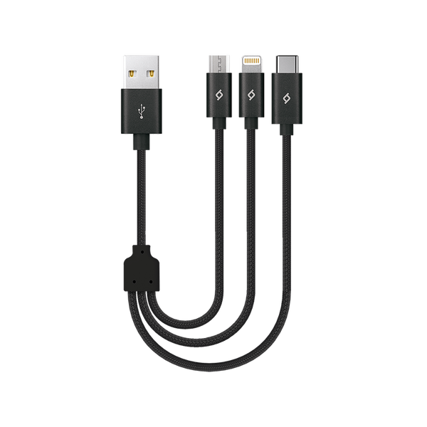 [2DK31] 2DK31 ttec Alumicable Mini Trio 30cm Şarj Kablosu USB-A - USB-C / Lightning / Micro USB Siyah