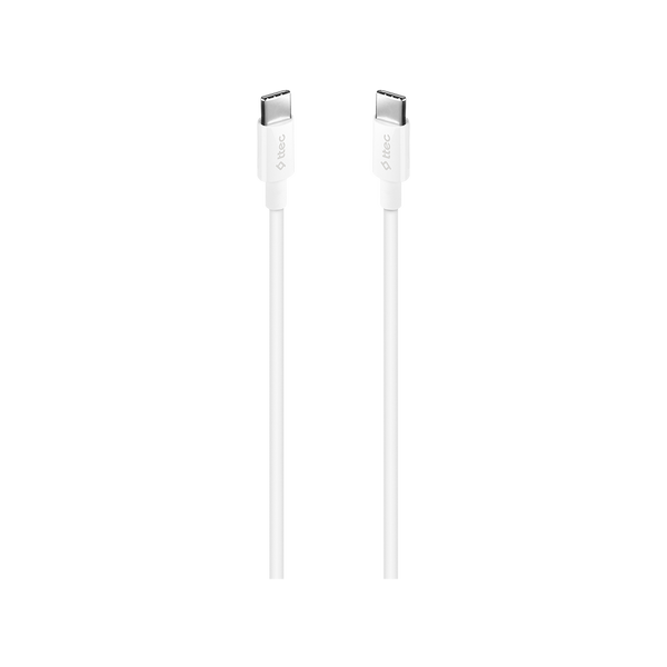 2DK36B ttec USB-C - USB-C 120cm 60W PD/QC Hızlı Şarj/Data Kablosu Beyaz Beyaz