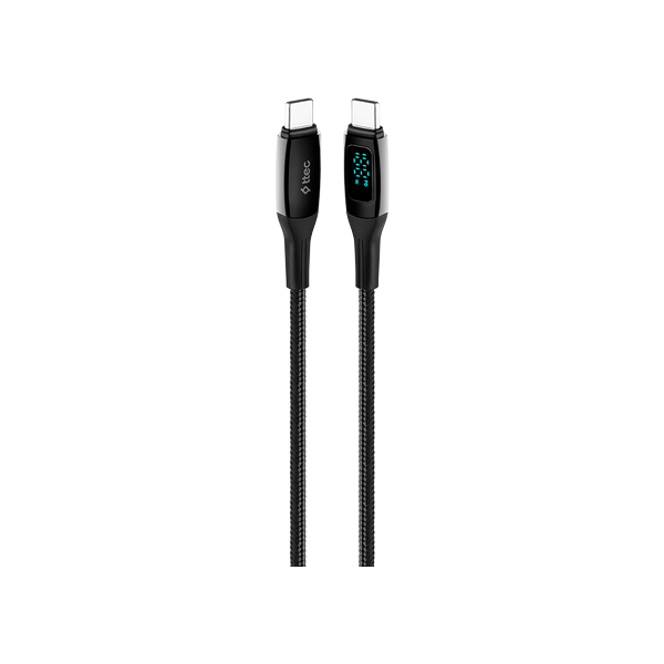 2DK57S ttec AlumiCable LCD USB-C – USB-C 100W PD/QC 150cm Hızlı Şarj/Data Kablosu ,Siyah 