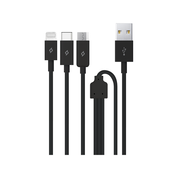 2DK7521S ttec Trio Şarj Kablosu USB-A - USB-C / Lightning / Micro USB Siyah