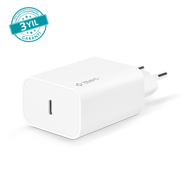 2SCS26B ttec SmartCharger PD 30W USB-C  Seyahat Hızlı Şarj Aleti Beyaz