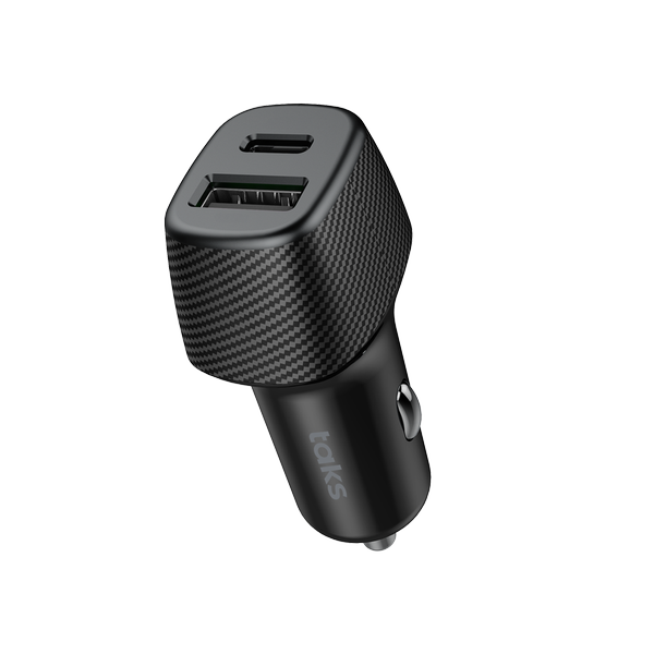 5CP02S taks CP02 Duo 48W  PD/QC  USB-C+USB-A Araç Hızlı Şarj Aleti , Siyah 