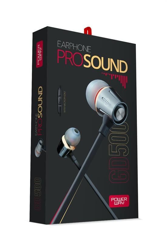 Powerway GD500 Metal Surround Stereo Kulak Içi Kablolu Kulaklık (SİYAH)
