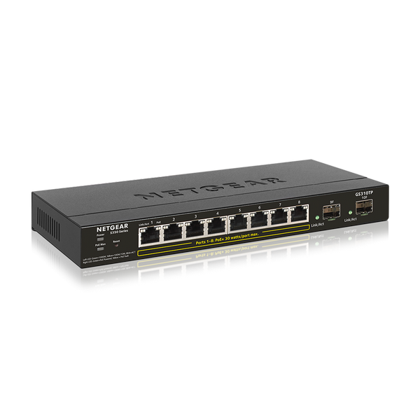 [GS310TP-100EUS] NetGear GS310TP-100EUS 8 Portlu 10/100/1000 Gigabit 2 dahili SFP portu, 8 port PoE+ (55W) 