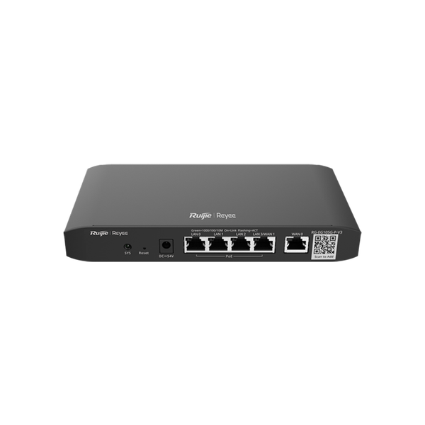 [RG-EG105G-P-V3] Reyee RG-EG105G-P-V3 5 Portlu Router, Web Yönetilebilir, 2 WANs, 100 Kullanıcı, 4 Port PoE(54W) 