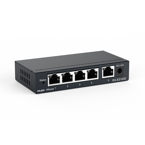 [RG-ES105D] Reyee RG-ES105D 5 Portlu, 10/100 Fast Ethernet, Tak Çalıştır Switch, Metal Kasa 