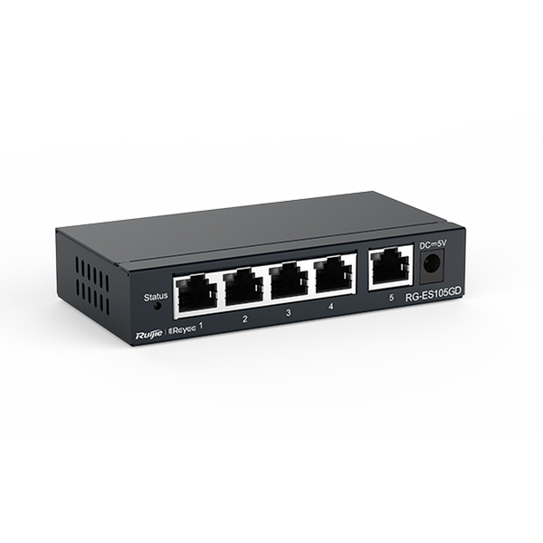 [RG-ES105GD] Reyee RG-ES105GD 5 Portlu, 10/100/1000 Gigabit, Tak Çalıştır Switch, Metal Kasa 