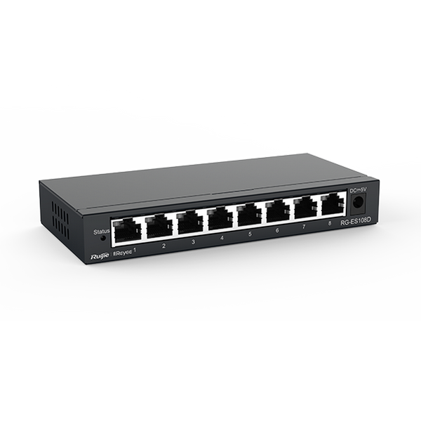 [RG-ES108D] Reyee RG-ES108D 8 Portlu, 10/100 Fast Ethernet, Tak Çalıştır Switch, Metal Kasa 