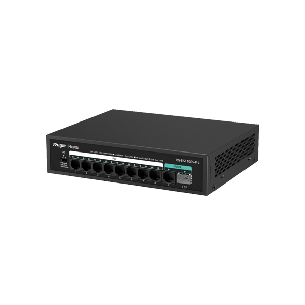 [RG-ES110GS-P-L] Reyee RG-ES110GS-P-L 10 Portlu, 10/100/1000 Gigabit, Tak Çalıştır Switch, 1 SFP, 1 Gigabit RJ45 Uplink, 8 Port PoE+ (120W) 