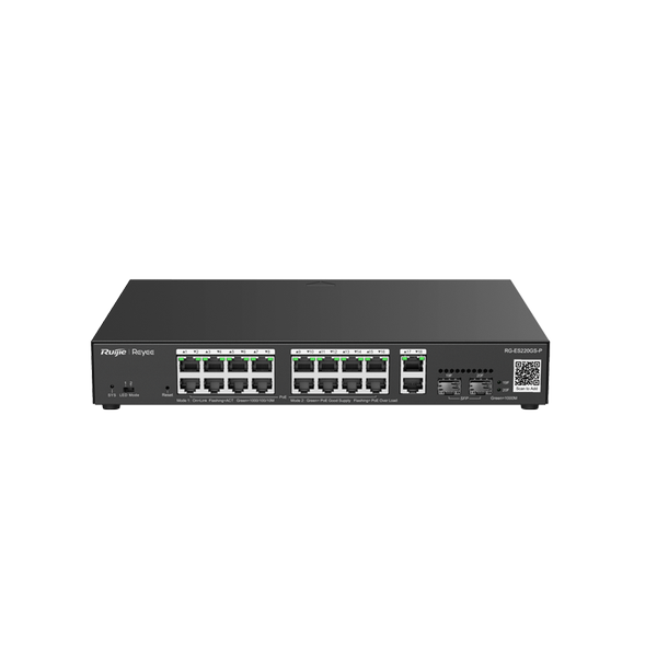 [RG-ES220GS-P] Reyee RG-ES220GS-P 20 Portlu, 10/100/1000 Gigabit, Yönetilebilir Switch, 2 SFP, 2 Gigabit RJ45 Uplink, 16 Port PoE+ (250W) 
