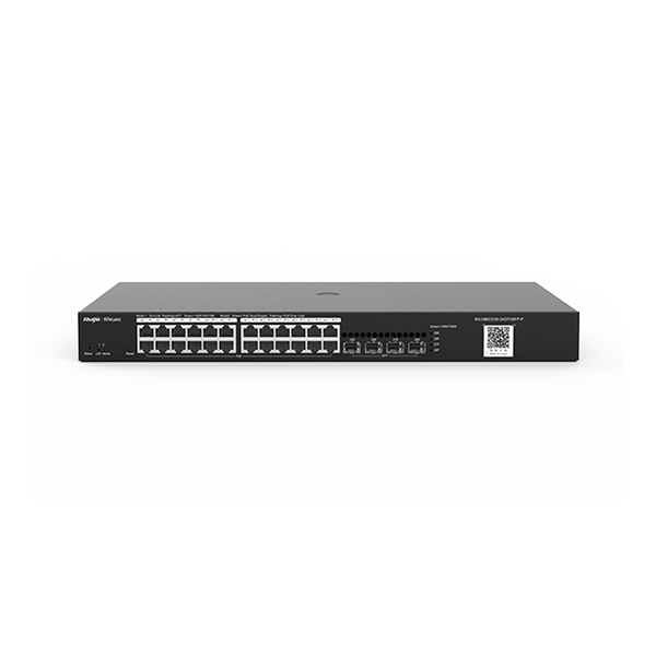 [RG-NBS3100-24GT4SFP-P-V2] Reyee RG-NBS3100-24GT4SFP-P-V2 24 Portlu, 10/100/1000 Gigabit, L2 Yönetilebilir Switch, 4 SFP, 24 Port PoE+ (370W) 