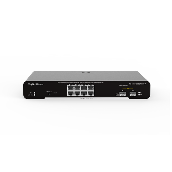 [RG-NBS3100-8GT2SFP-P-V2] Reyee RG-NBS3100-8GT2SFP-P-V2 8 Portlu, 10/100/1000 Gigabit, L2 Yönetilebilir Switch, 2 SFP, 8 Port PoE+ (125W) 