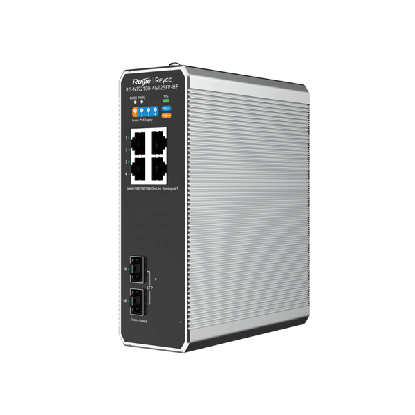 [RG-NIS2100-4GT2SFP-HP] Reyee RG-NIS2100-4GT2SFP-HP 4 Portlu, 10/100/1000 Gigabit, Endüstriyel Switch, 2 SFP, 4 Port PoE+ (120W) 