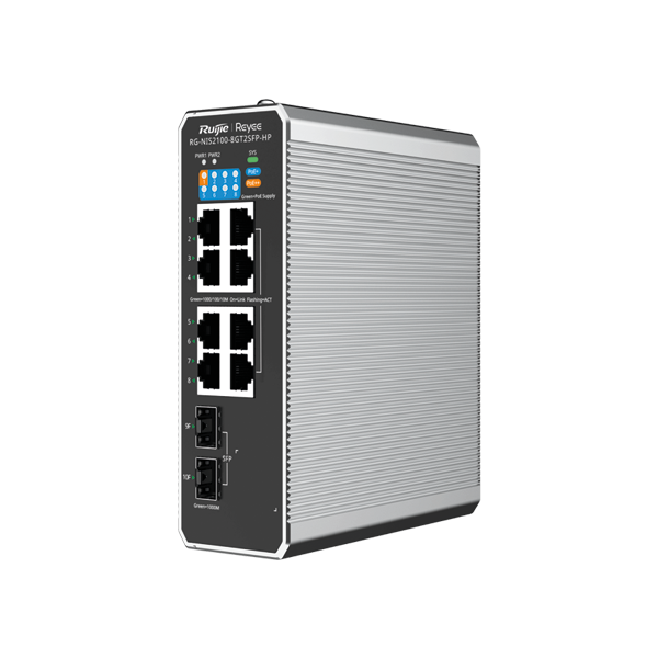 [RG-NIS2100-8GT2SFP-HP] Reyee RG-NIS2100-8GT2SFP-HP 8 Portlu, 10/100/1000 Gigabit, Endüstriyel Switch, 2 SFP, 8 Port PoE+ (240W) 