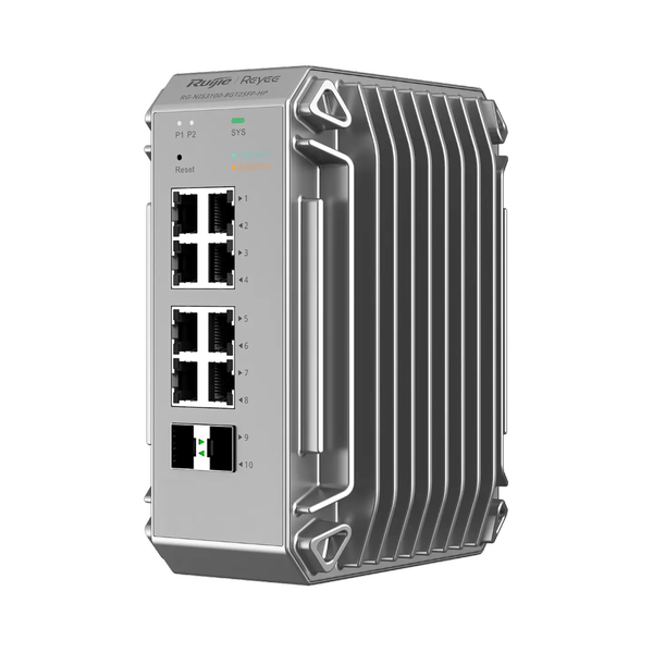 [RG-NIS3100-8GT2SFP-HP] Reyee RG-NIS3100-8GT2SFP-HP 8 Portlu, 10/100/1000 Gigabit, Endüstriyel Switch, 2 SFP, 8 Port PoE+ (240W) 