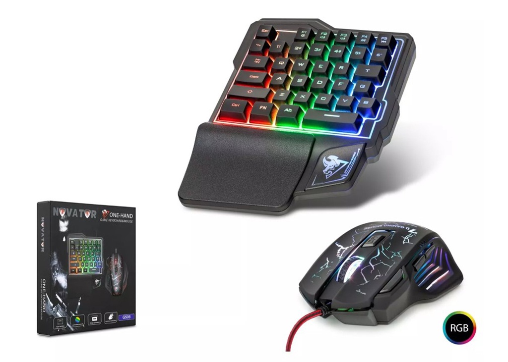 [38026] NOVATOR G506 Ledli Oyuncu Klavye   7 Tuşlu 5000DPI Mouse Set