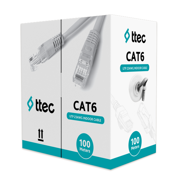 [KBL-CAT6-23CCA/IN100G] ttec KBL-CAT6-23CCA/IN100G İç Mekan PVC Kablo - 100m Gri (TSS) 