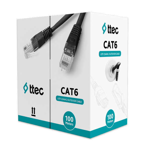 [KBL-CAT6-23CCA/OUT100S] ttec KBL-CAT6-23CCA/OUT100S Dış Mekan PVC+PE Kablo - 100m Siyah (TSS) 