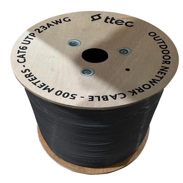 [KBL-CAT6-23CCA/OUT500S] ttec KBL-CAT6-23CCA/OUT500S Dış Mekan PVC+PE Kablo - 500m Siyah (TSS) 