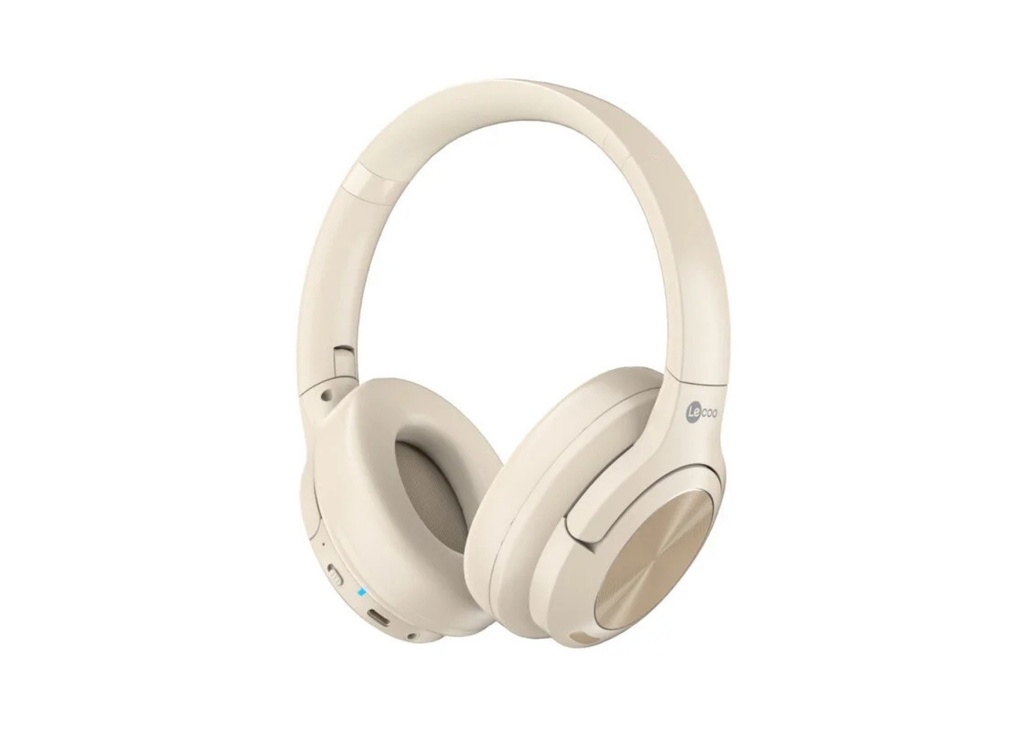 [41595] Lecoo ES208 Bluetooth 5.3 Kablosuz Mikrofonlu Kulak Üstü Kulaklık Krem