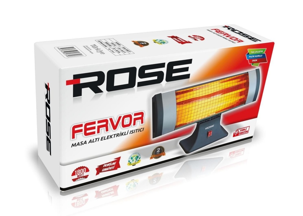 [40000] Rose Fervor 1800 Watt Devrilme Emniyetli Tak Çalıştır Masa Altı Elektrikli Soba
