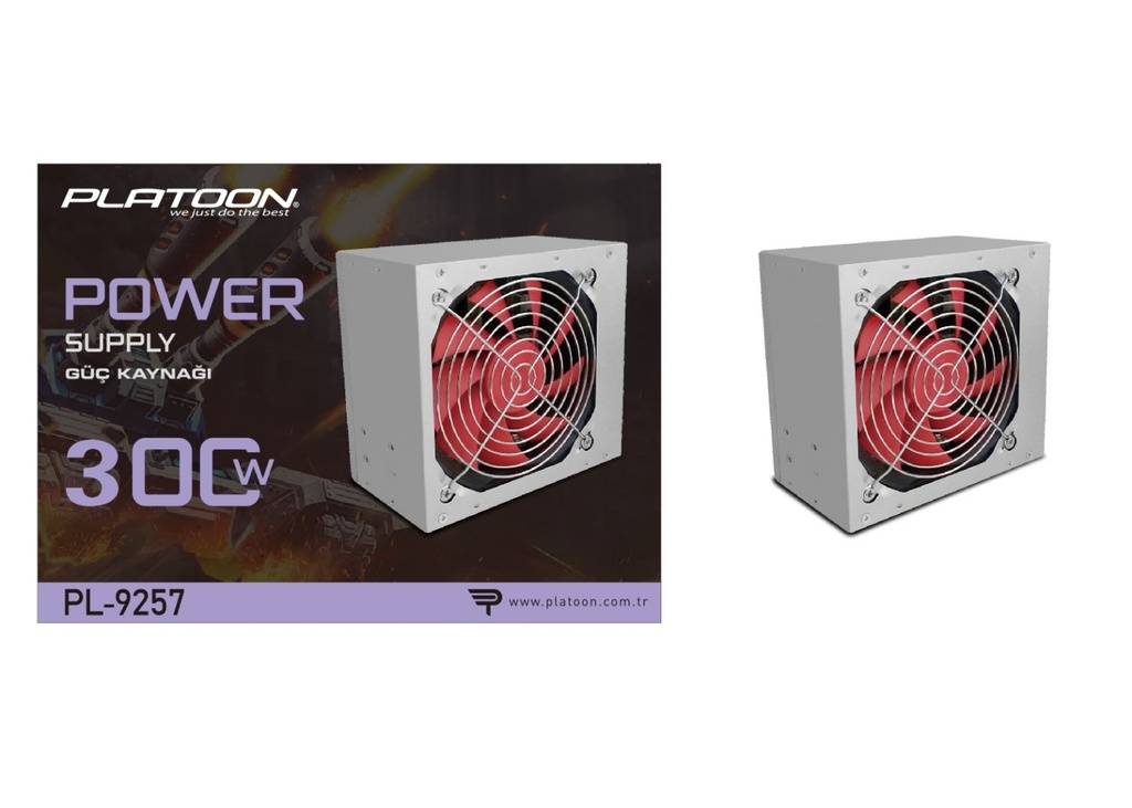[33002] Platoon PL-9257 300W Kutulu Power Supply (2 Sata / 12Cm Fan)