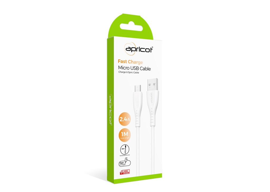 [39094] Apricot APC-A120M Micro USB 1M 2.4A Şarj + Data Kablosu